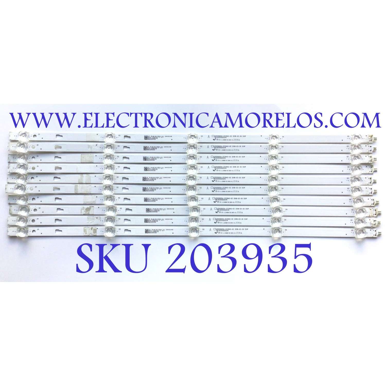 KIT DE LED'S PARA ONN·ROKU TV (10 PIEZAS) / NUMERO DE PARTE LED55D05A-ZC29AG-02 / 30355005214 / 5500M005 / 210120BC05 / E469119 / PANEL T550QVN07.2 / MODELO 100012586 (55 PULGADAS)